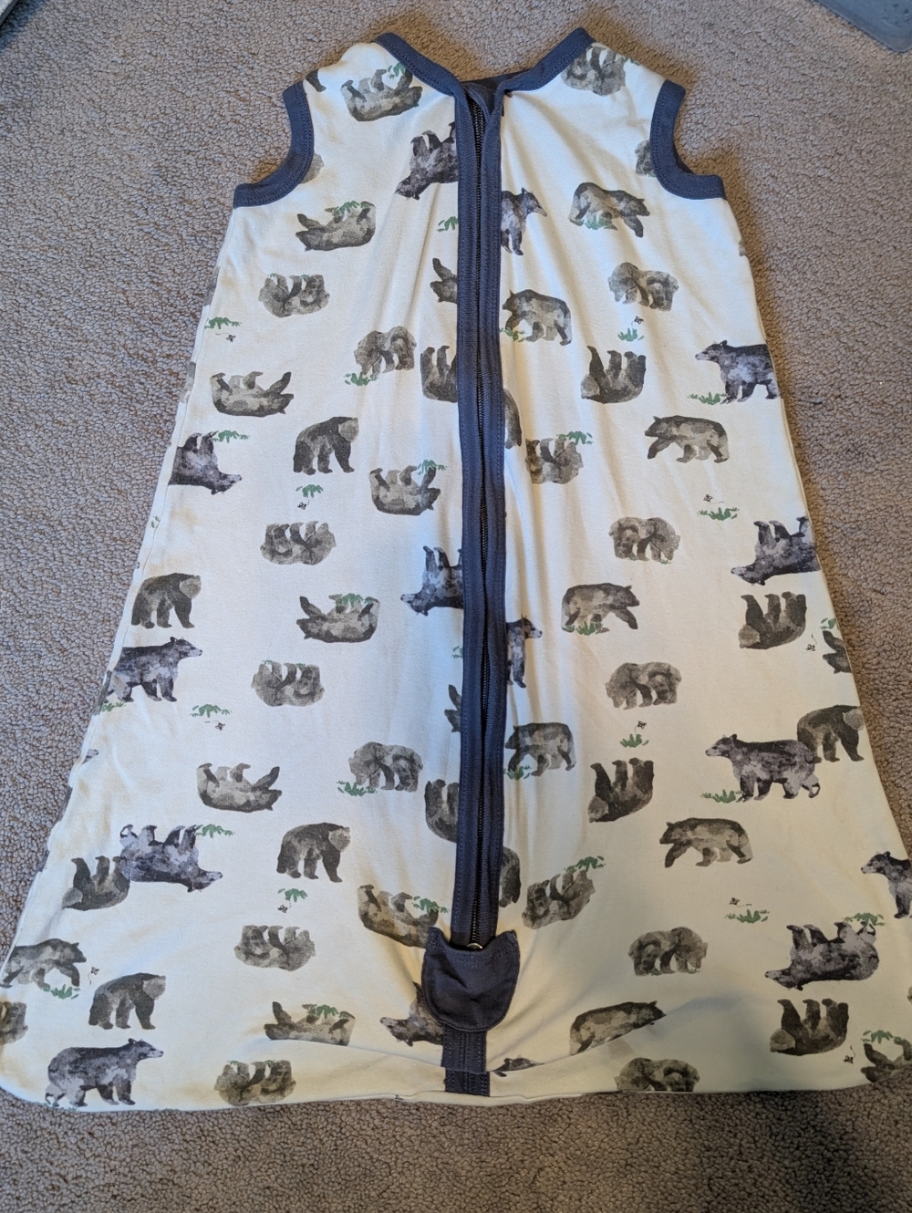 Burt's Bees Blue Bear Print Sleeveless Sleep Sack Beekeeper Medium 6-12 Months